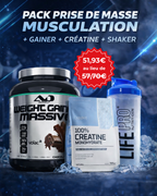 Pack Prise de Masse Musculation – Gainer + Créatine + Shaker BodYeti