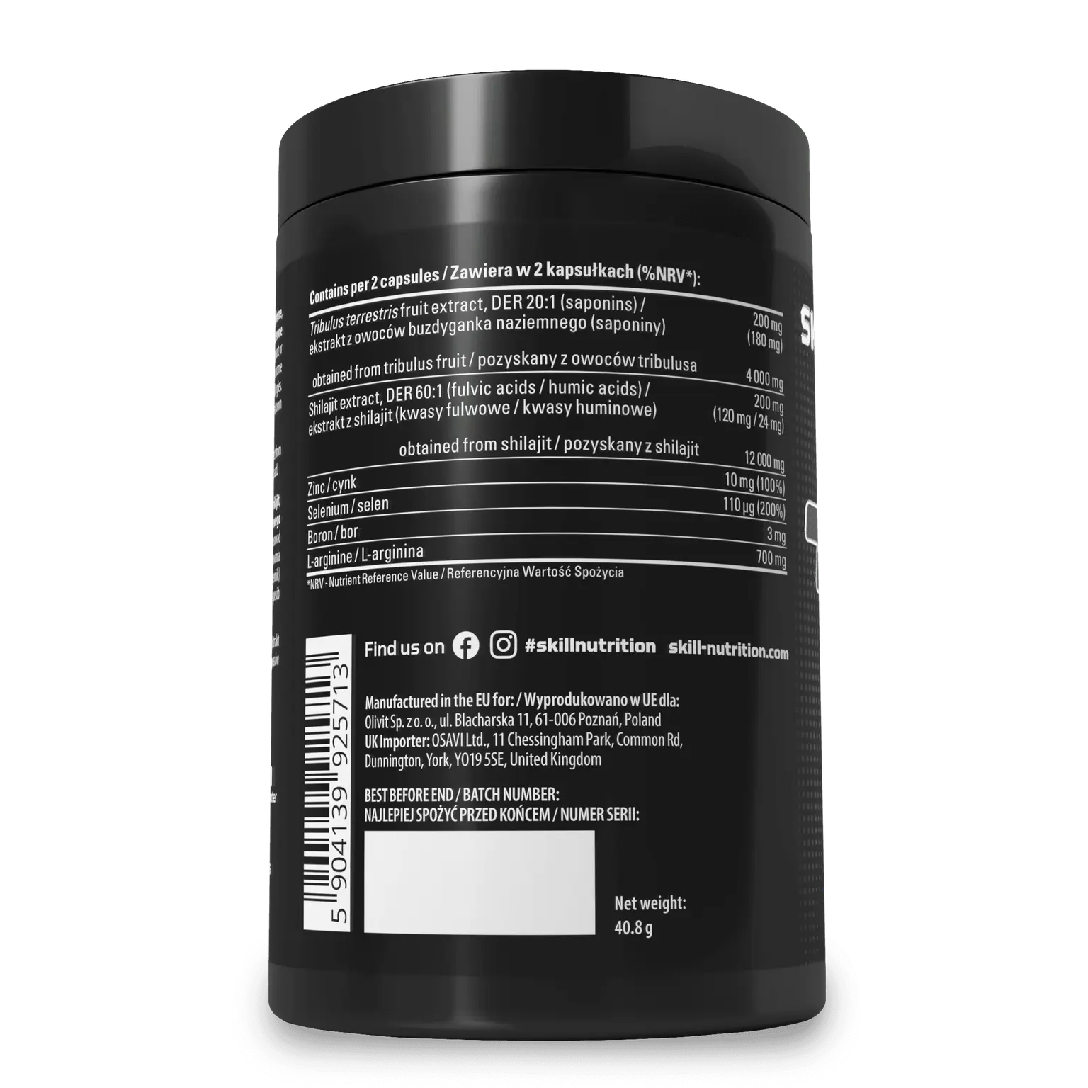 Tribulus + Shilajit 60vcaps - Skill Nutrition BodYeti