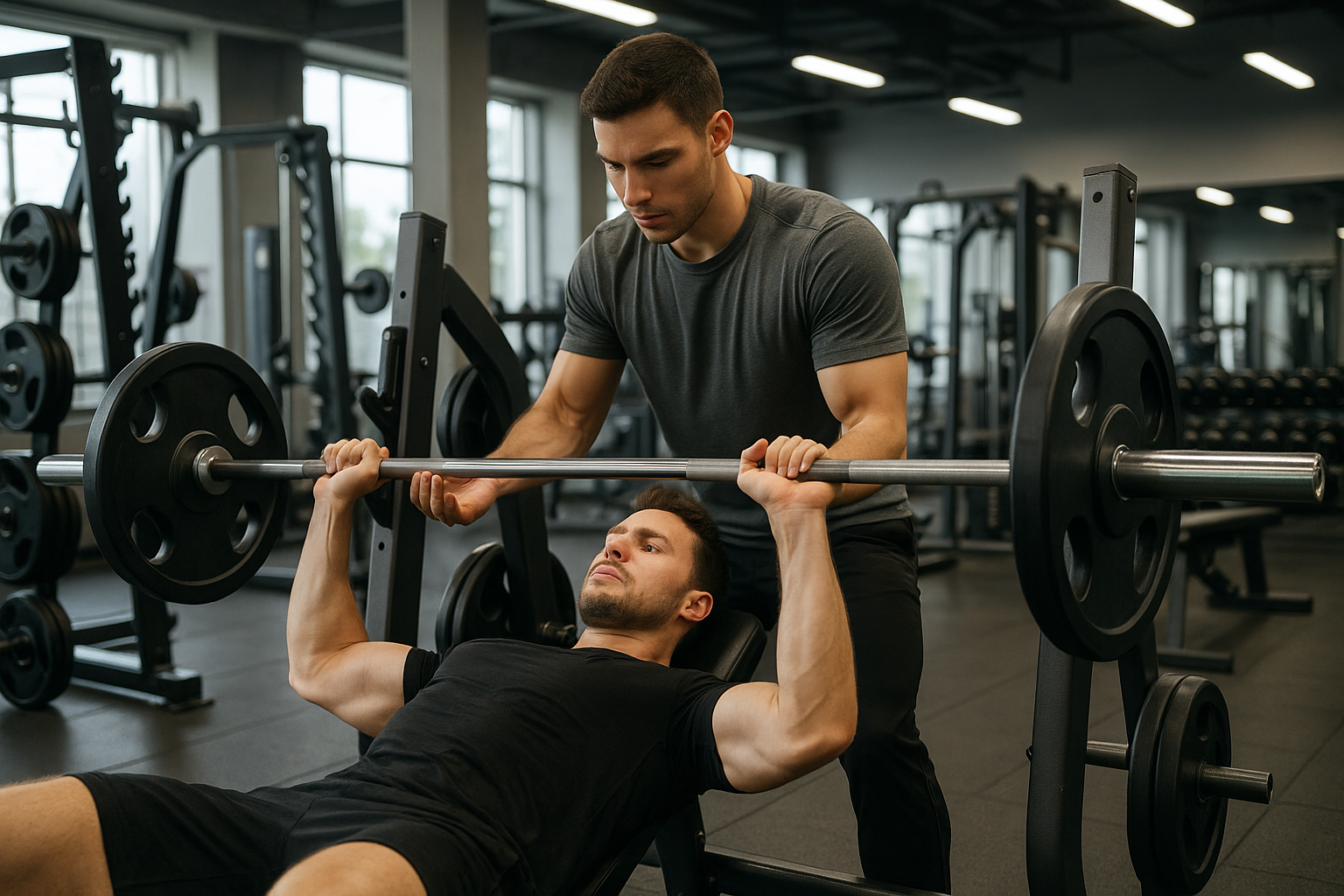 Deux personnes dans une salle de sport 