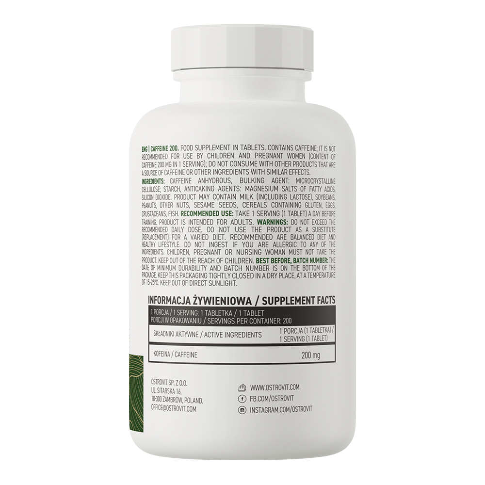 Caféine 200mg 200tabs - Ostrovit BodYeti