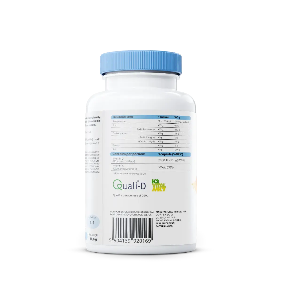 Vitamine D3 + K2 2000IU + 100mcg 60caps - Osavi BodYeti