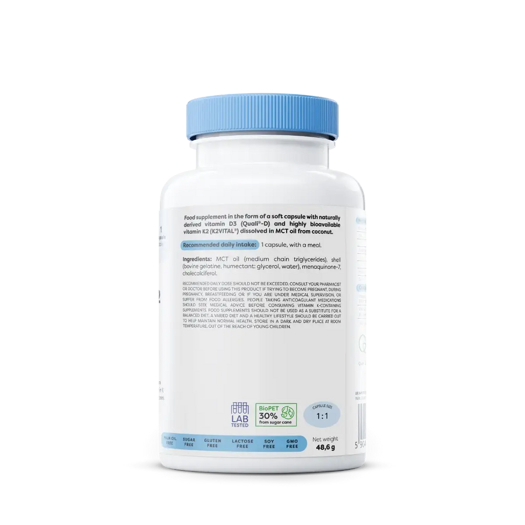 Vitamine D3 + K2 2000IU + 100mcg 60caps - Osavi BodYeti