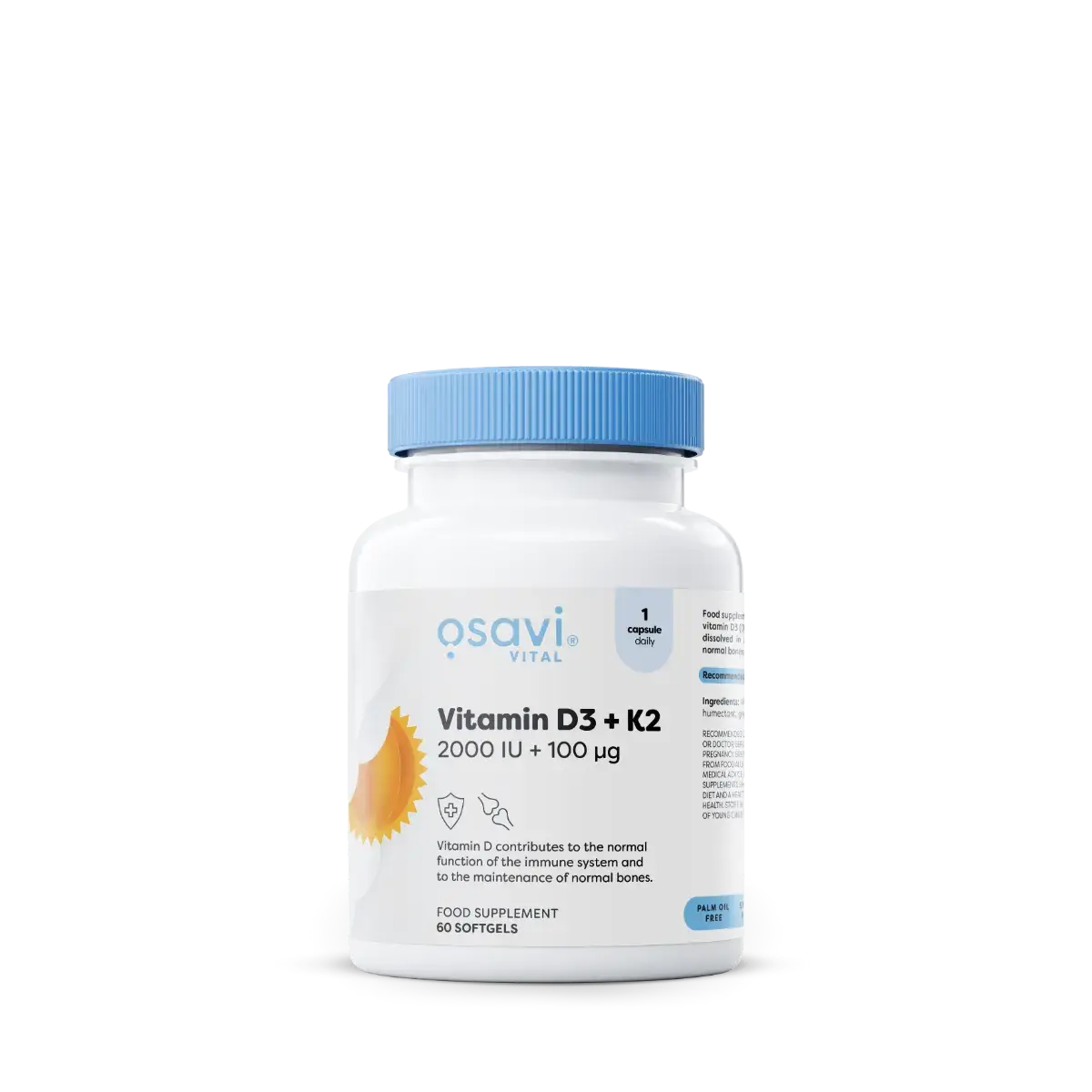 Vitamine D3 + K2 2000IU + 100mcg 60caps - Osavi BodYeti