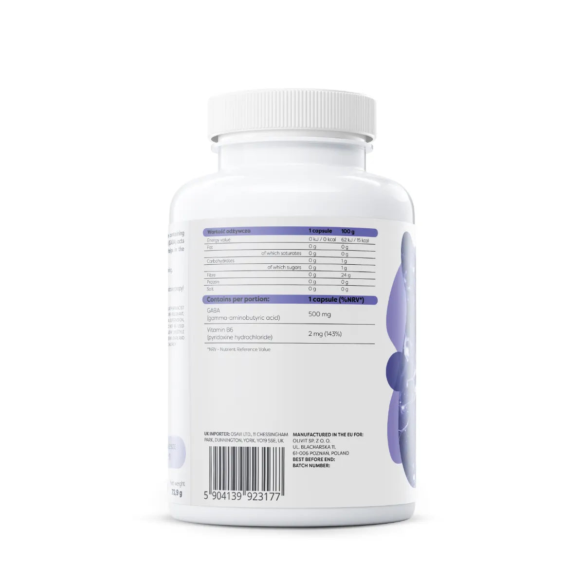 GABA 500mg + Vitamin B6 120 vcaps - Osavi BodYeti