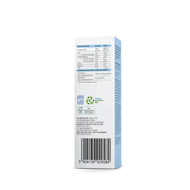 Vitamine D3 + K2 Oral Spray 25ml - Osavi BodYeti